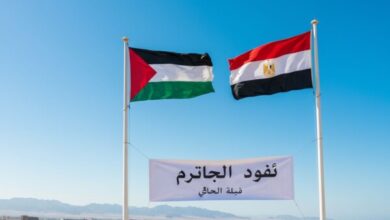 علم فلسطين بجانب مصر