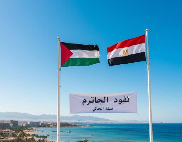 علم فلسطين بجانب مصر